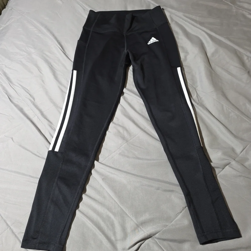 Adidas Leggings Women's Black Primegreen Aeroready Three Stripes Pocket Gym M - Picture 9 of 10